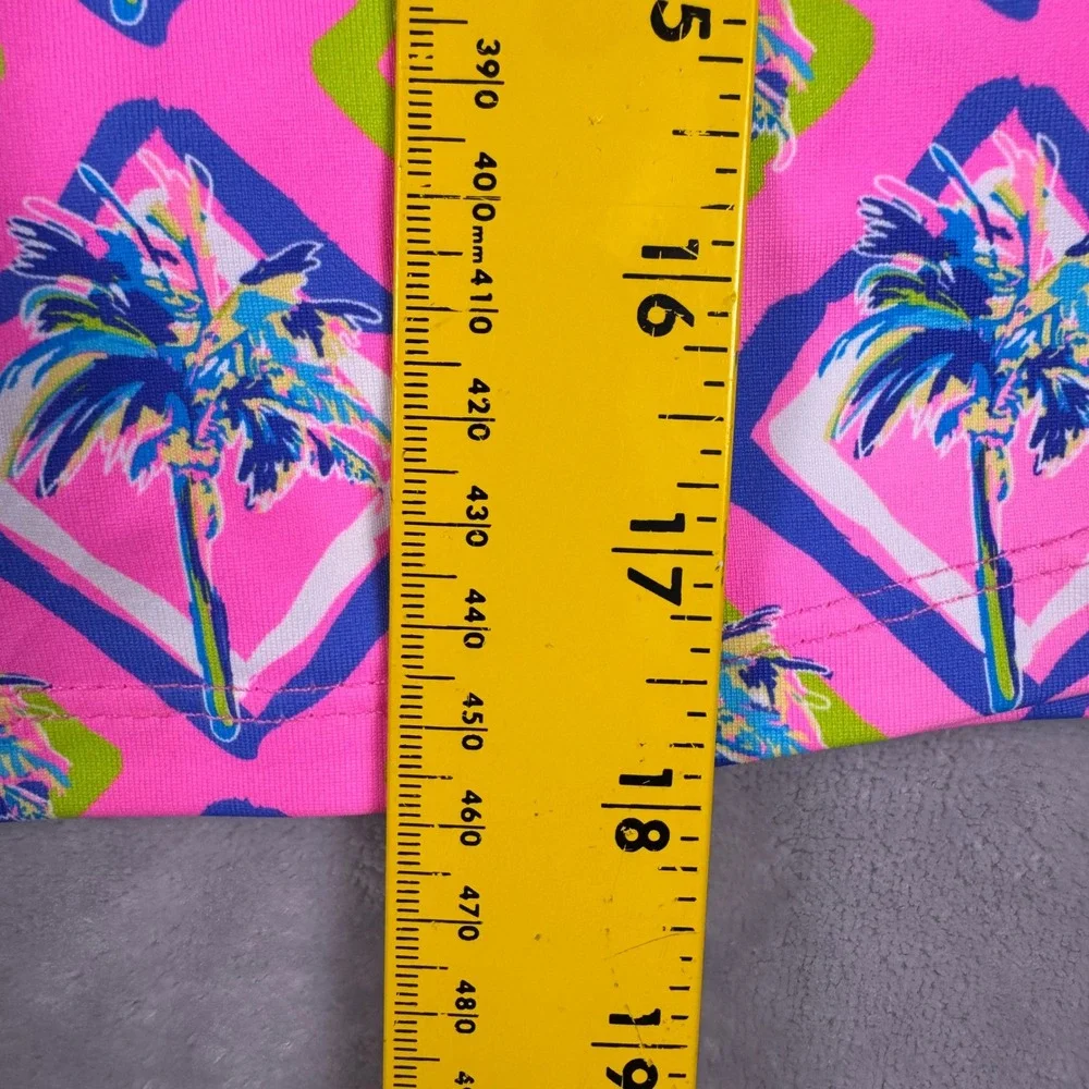 Lulu-B Womens XL Pink Tropical Palm Tree Print Active Skort Side Zip Pocket